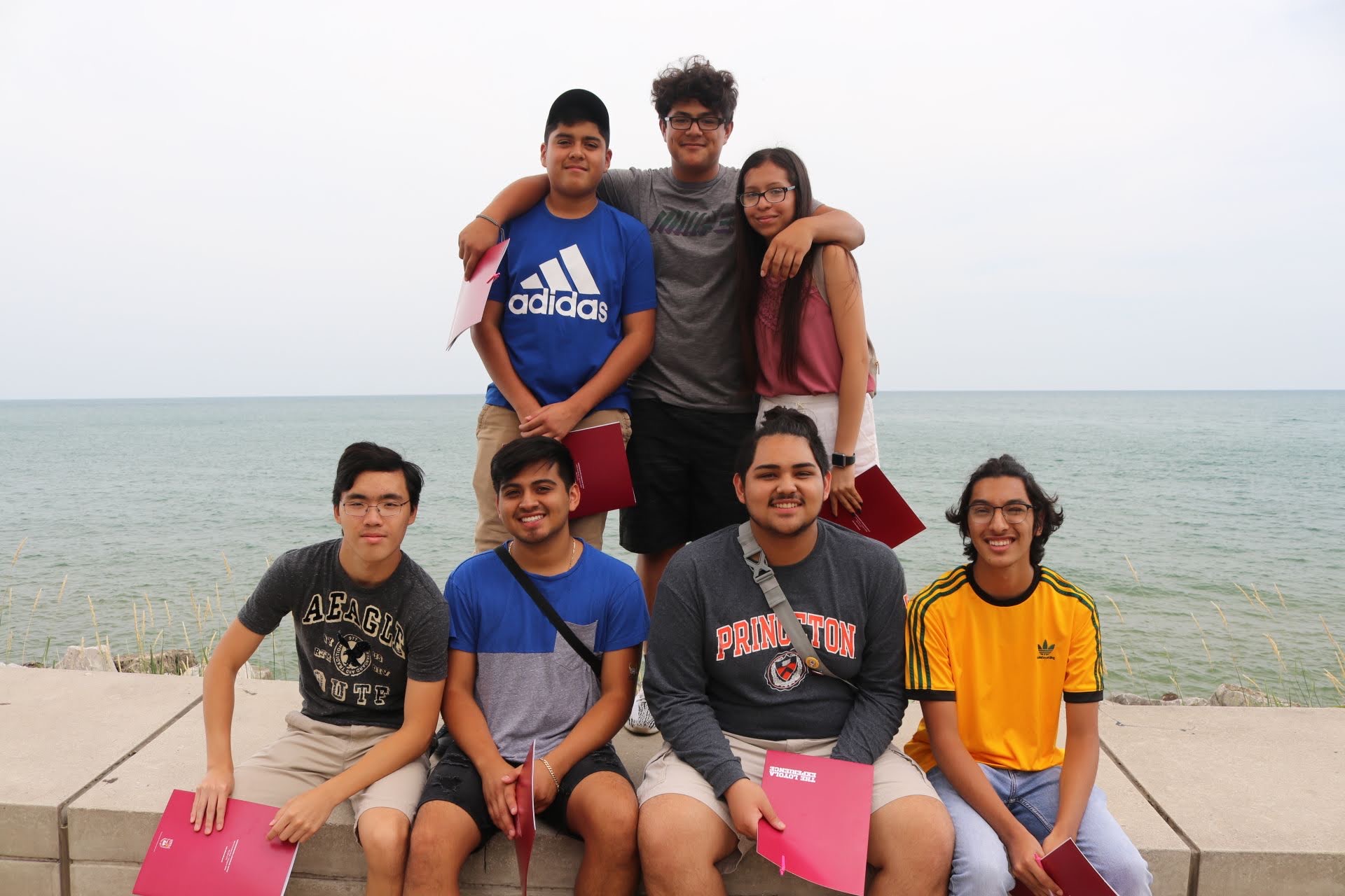 Students on the waterfront during a trip